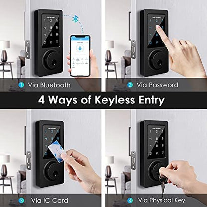Keyless Entry Door Lock, Smart Door Lock with Keypad, Black
