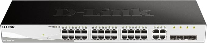 D-Link 28-Port Gigabit Smart Managed Switch | 24 GbE + 4 SFP Combo Ports | L2+ | VLANs | Cable Diagnostics | Web UI | Rackmount | Fanless | NDAA Compliant | Lifetime Warranty (DGS-1210-28)