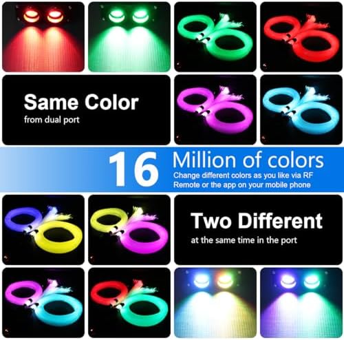 AZIMOM Dual Color 32W 600pcs Fiber Optic Starlight Headliner Kits 0.03in 9.8ft Strands,RGB Meteor Shooting Star,Sound Activated Remote APP Control Home Car Headliner Décor