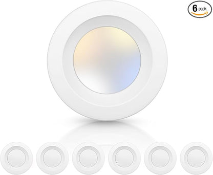 ECOELER 4 Inch 5CCT LED Recessed Lighting, Dimmable, IC & Damp Rated, 10.5W, 800LM Can Lights, 2700K/3000K/4000K/5000K/6000K Selectable Downlight, Retrofit Installation - ETL & FCC Listed, 6 Pack