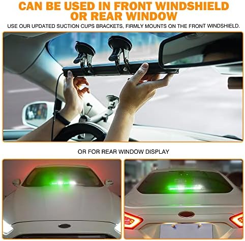 Xprite 16 inch White Green Emergency Strobe Dash Lights, Interior Windshield Flashing Light w/Suction Cups for Construction Towing Snow Plow Pickup Work Trucks Cars (Aluminum Housing)
