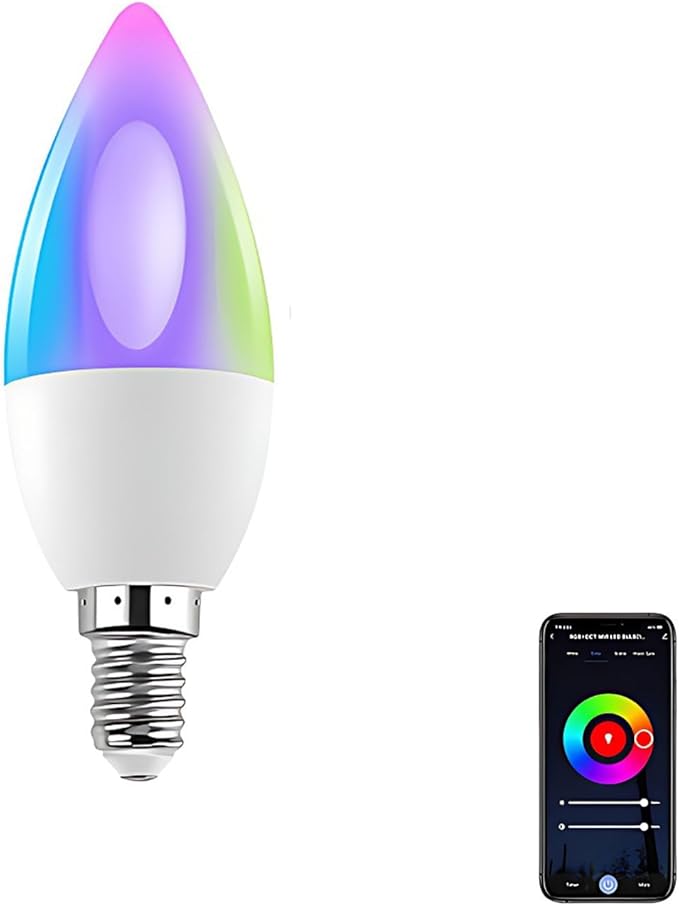 LED Light Bulb Light Bulb 5W E12 Smart Bulb RGBCW 16 Million Color Changing Bulb 2.4G WiFi Smart Life Tuya Compatible with Alexa & Google Home