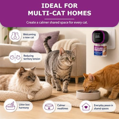 Timer Display Cat Calming Pheromone Diffuser, Daily Auto-On