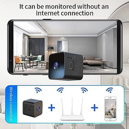 Mini Indoor Wireless WiFi Camera HD Small Home Security Cameras Body Small Outdoor Camara Micro Nanny Cam Pet Dog Babysitter House Security Cams Room Cams No Need Wifi Cam Compatible with Android