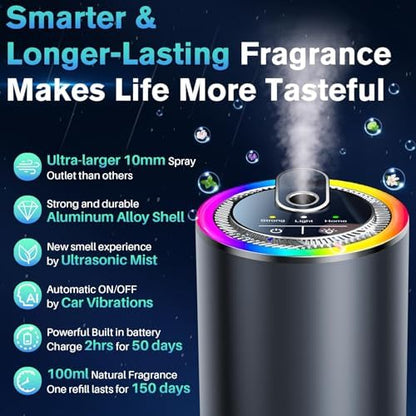 Smart Car Air Freshener Diffuser with Starry Sky Projection, 50ml/1.8OZ Perfume Car Diffuser, 6 Months Long-Lasting Fragrance, RGB Music-Sync Lights, Intelligent Auto On/Off, Mahogany Teakwood
