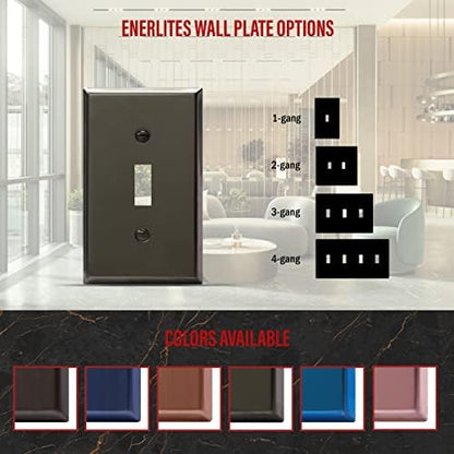 ENERLITES Toggle Light Switch Metal Wall Plate, Stainless Steel Switch Cover, Corrosion Resistant, Mid-Size 1-Gang 4.50" x 2.76", Stainless Steel 201, 7711-PBK, Polished Black