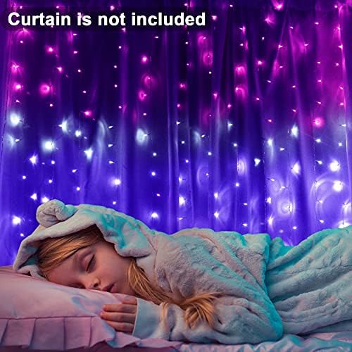 CoziTech Curtain Lights Pink Purple Ombre Light Up String Curtain for Bedroom Wall Hanging Mermaid Fairy Lights for Teen Room Girls Room Decoration Lights Girls Gift (Pink & Purple)