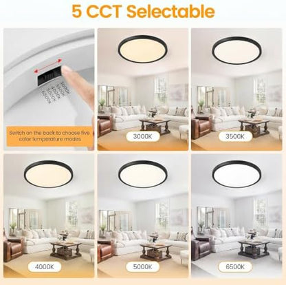 TALOYA 8 Pack 10" LED Ceiling Light Fixture,20W 5CCT Flush Mount,Black