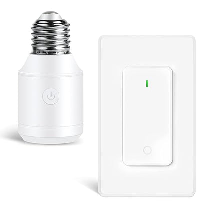 Remote Control E26 E27 Light Bulb Socket Adapter,GreenCyle Standard Medium Base Lamp Socket Extender 2.3"(5.8cm),Screw-in Light Socket,Max 500W,No Wiring Needed,500ft RF Range,for Lamp,Home & Office