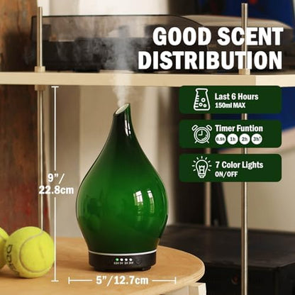 Porseme Essential Oil Diffuser 150ml Handmade Glass Diffuser 6H Runtime