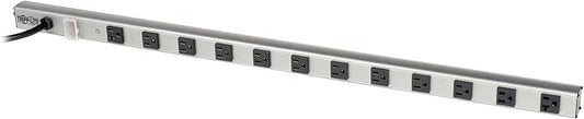 Tripp Lite 12 Outlet Surge Protector Power Strip, 15ft Long Cord, Metal, (SS361220) Black/Gray
