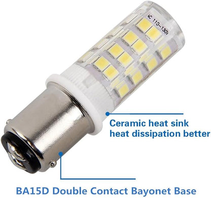 BA15D Double Bayonet Sewing Machine LED Light Bulb 5 Watt Daylight White 6000K Non-dimmable AC110V-130V (Pack of 4)