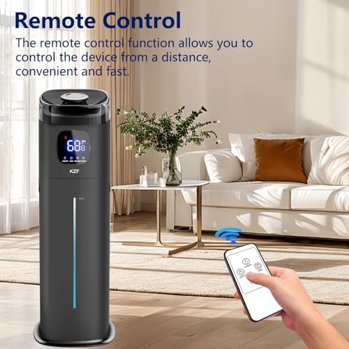 Large Humidifier for Bedroom, 9L/2.5Gallon Ultrasonic Cool Mist Humidifier with Humidistat, 360°Nozzle, 350ML/H Big Mist Level, Suitable for Kids Room Livingroom Yoga Office Plant (Black, 9, Liters)