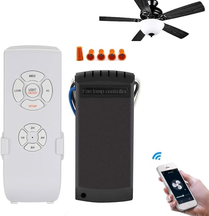 QIACHIP Upgrade Universal WIFI Ceiling Fan light Remote Control Kit, Wireless Fan Speed Lamp Controller with Timing Compatiple for Alexa, Google Home, Phone,Voice Control