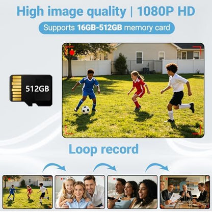 Mini Camera,1080P HD Portable Home Security Camera,Equipped with Motion Detection,Loop Record and Night Vision Functions,No WiFi Needed,Perfect for Monitoring Kids Pets Homes and Offices
