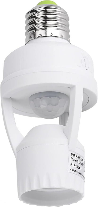 PIR Motion Sensor Light Socket Smart Screw in Light Bulb Outlet Compatible with E26/E27 Motion Activated Bulb Holder Adapter Automatic Control for Garage Storage Room