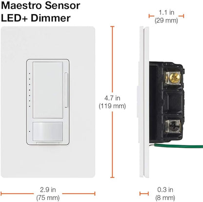 Lutron Maestro LED+ Motion Sensor/Dimmer Switch | 150W LED | Single Pole/Multi-Location | MSCL-OP153M-HT | Hot