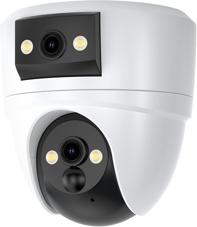 VSTARCAM 2K Dual Lens Security Camera Indoor, Free Cloud & 64GB SD Storage, No-Drill Ceiling Mount, 360° PTZ & Wide Angle, WiFi 6 2.4/5G, Color Night Vision, Motion Alerts