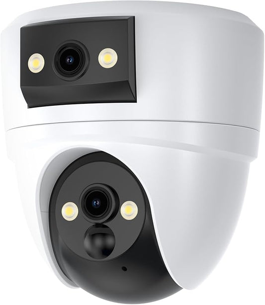 VSTARCAM 2K Dual Lens Security Camera Indoor, Free Cloud & 64GB SD Storage, No-Drill Ceiling Mount, 360° PTZ & Wide Angle, WiFi 6 2.4/5G, Color Night Vision, Motion Alerts