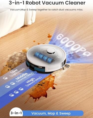 Lefant Robot Vacuum and Mop,75-Day Self-Emptying,6000Pa Powerful Suction,Customized Cleaning,Home Mapping, 140 Min Runtime, 2.4G/5G WiFi/Alexa/APP/iWatch,M2 Plus