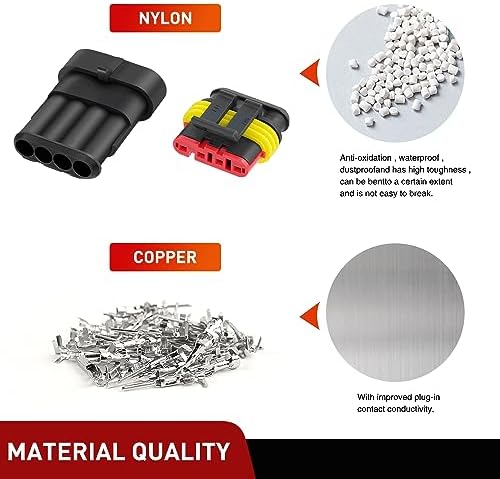Nilight 180PCS 4 Pin Electrical Connector ‎Plug with Male Female Terminals