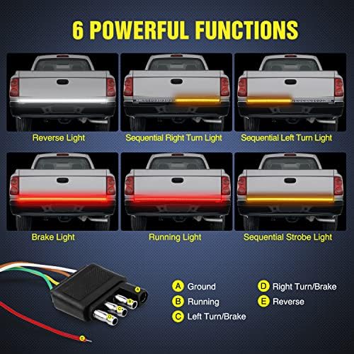 Nilight Truck Tailgate Light Strip 48" Triple Row 360 LED Running Light Bar