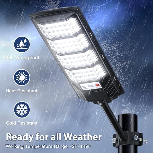 Yusist 6 Pack Solar Street Lights Outdoor Waterproof, 6500K LED Motion Sensor Lights, Dusk to Dawn Solar Flood Lights with Remote,Parking Lot Light,Commercial Area Lighting for Outside