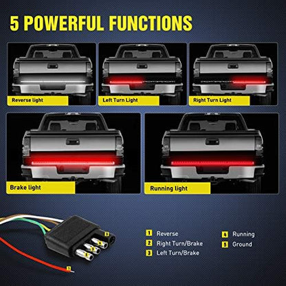 Nilight 60" Truck Tailgate Light Bar 108 LED Single Row Tailgate Light Strip & 50004R 120 Pcs/60 Pairs Quick Splice Wire Terminals T-Tap Self-Stripping