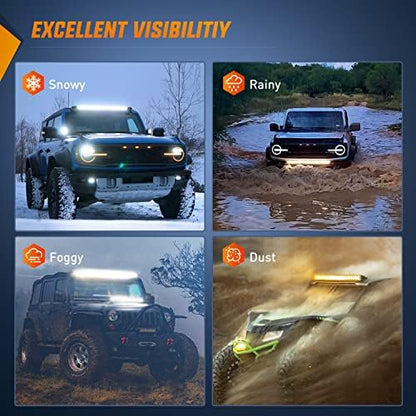 Nilight - 40005C-A 31inch 150W Spot & Flood Combo Single Row 14500LM Off Road LED Fog & Driving Roof Bumper Light Bars for Jeep Ford Trucks Boat, 2 Years Warranty
