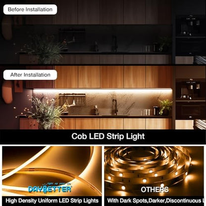DAYBETTER COB LED Strip Lights Tunable White,LED Lights for Bedroom 32.8 ft