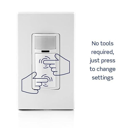 Leviton Motion Sensor Light Switch, Motion Activated, Auto-On/Auto-Off or Manual-On, 2A, No Neutral Wire Required, Single Pole, DOS02-LW, White