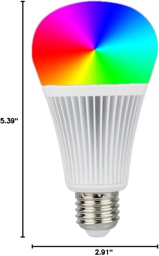 LGIDTECH FUT012 Miboxer 9W RGBWW Smart 2.4GHz RF LED Light Bulb E26,RGB+CCT Color Changing & Temperature Adjustable with Memory.Smartphone APP Control via WL-Box2 Gateway(Sold Separately)