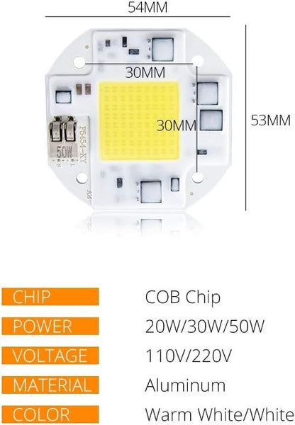 Home Bulbs COB LED Lamp 20W 30W 50W Diode Array Matrix Chip Light Bulb 100V-240V Smart IC High Lumen Flicker-Free Heat Dissipation Household Lamp