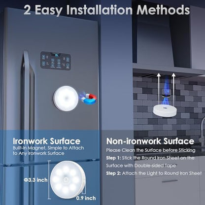 Motion Sensor Puck Light with Remote, Cool White, 8-Pack