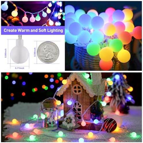 JMEXSUSS Multicolor 100 LED Globe Christmas Lights Indoor Plug in