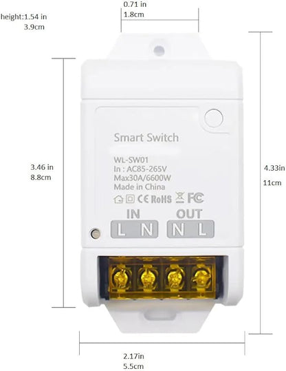 Tuya Smart life app 30A High Power WiFi Smart Switch with Energy Monitor,Compatible with Alexa/Google Home