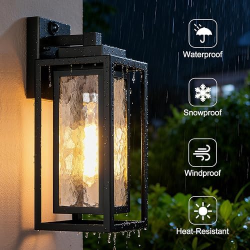 15.78'' Motion Sensor Water Ripple Porch Light,Outdoor Wall Sconce Light