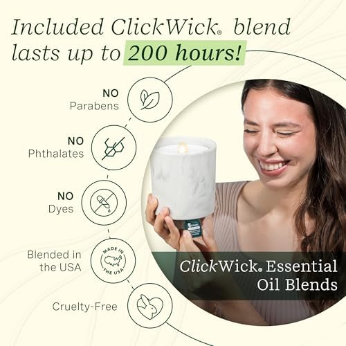 Lifelines Flameless Candle Diffuser with 2 Clickwick Essential Oil Blends