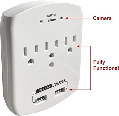 SCS Enterprises WF-113: WiFi Camera Hidden in Power Outlet Extender Wall Charger, P2P Remote Viewing, Recording and Notification.