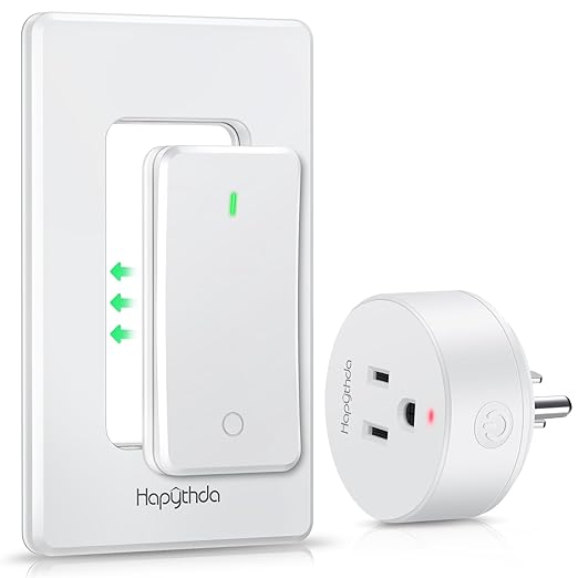Remote Control Outlet Switch, Removable Buckle Design Wireless Light Switch, No Wiring No WiFi, 300ft RF Range 15A 1500W, Programmable DIY Pairing, for Household Appliances (White)