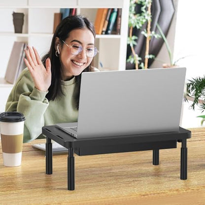 WALI Computer Monitor Stand with Storage, Monitor Riser 3 Height Adjustable