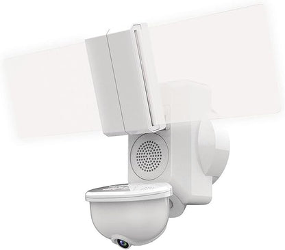 Video Wi-Fi Connected White Wired EdgeLit Motion Activated Outdoor Security Integrated LED Flood Light