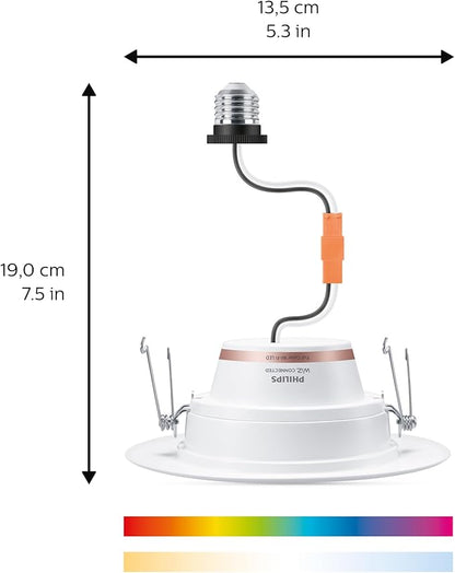 Philips Smart 5-6 Inch Retrofit Recessed Downlight 4-Pack, 1150 Lumens, LED Color Changing Lights, Connects to Wi-Fi, Control with Voice or App, Powered by WiZ Connected