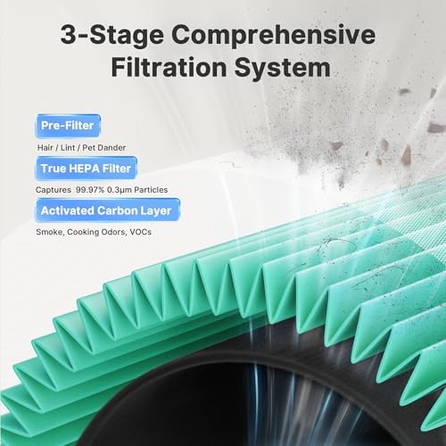 Air Purifiers for Bedroom, Dorm Room, True HEPA Filter for Smoke, White