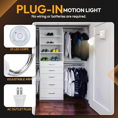 LED Motion-Activated Directional Rotating Flexible Sensor Dusk to Dawn Night Light AC Outlet Plug-in Wall Stair Lamp Indoor 360° Bedroom Hallway Stairway Garage Basement Corridor