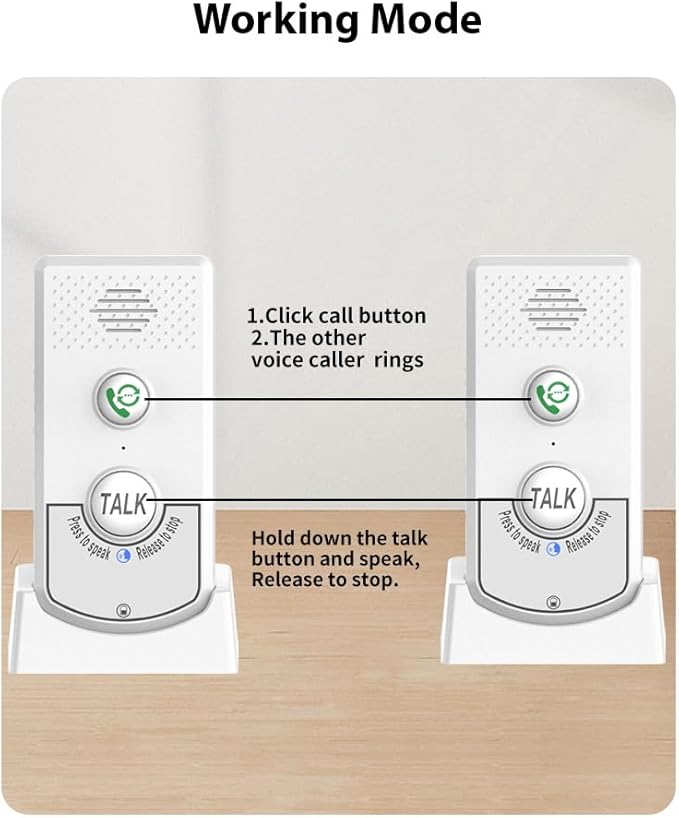 Decdeal 2 Pack Intercoms Wireless for Home, Voice Bidirectional Caller Home Ultra Long Distance Voice Interphone Elderly Caller Room to Room Communication Intercom Two Way Ringtone Call