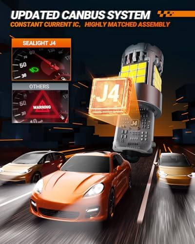 SEALIGHT 1156 LED Bulb, 6000K White, 7506 1141 Anti Hyper Flashing LED Bulbs, 600% Brighter LED Car Bulbs for Reverse Backup Light Parking Light Tail Lights, Pack of 2