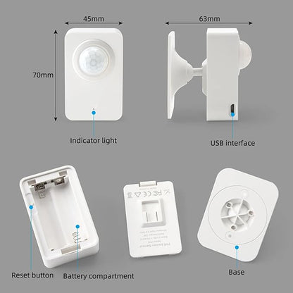 SENCKIT Smart Wi-Fi Motion Sensor: Wireless PIR Motion Detector with App Notification Alert and Large Area Detection, Battery or USB Powered, Contact Sensor for Home Security & Smart Home Automation
