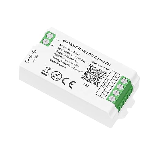 C03W-VViFi LED Controller Arliexa G00glte Home Voice Assistant Compatible CCT RGB RGBW LED Strip Light Smairt APP Controller BT 2.4G New 2026 High for Reliable Component