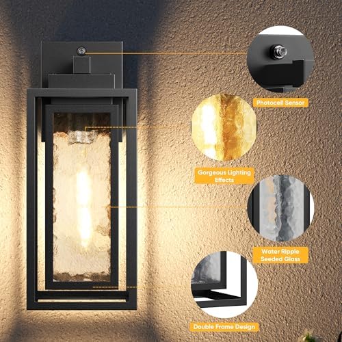 15.78'' Dusk to Dawn Exterior Porch Light Fixture,Outdoor Wall Sconce Light